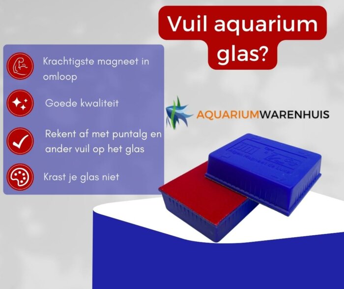 Blauwe magneet aquarium glas