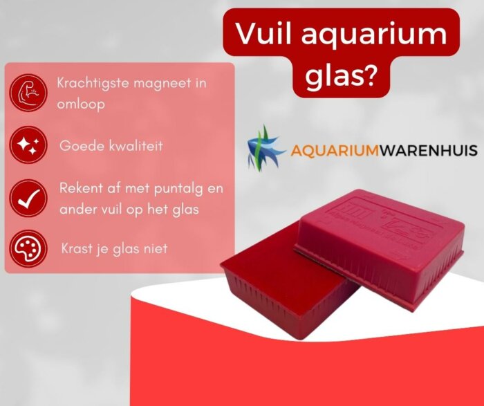 Donkerrood magneet aquarium glas