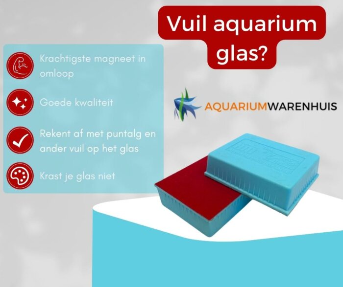 Lichtblauwe magneet aquarium glas