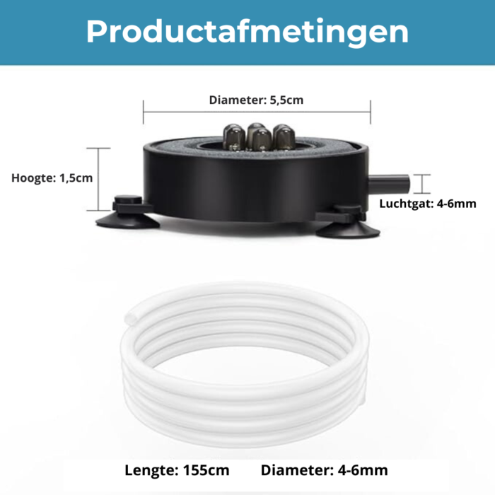 AC Multicolor LED Luchtsteen met draadloze bediening Afmetingen